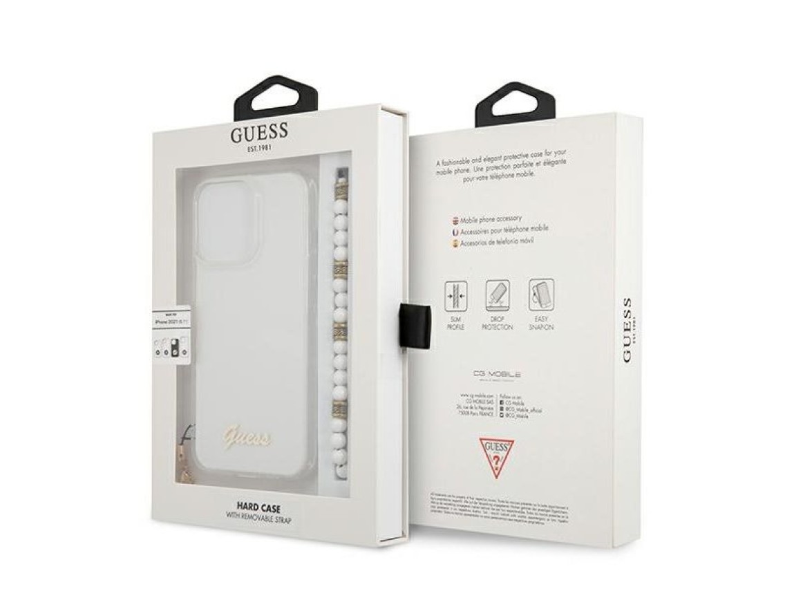 Guess GUHCP13LKPSWH iPhone 13 Pro / 13 6.1" Transparent Hardcase White Pearl