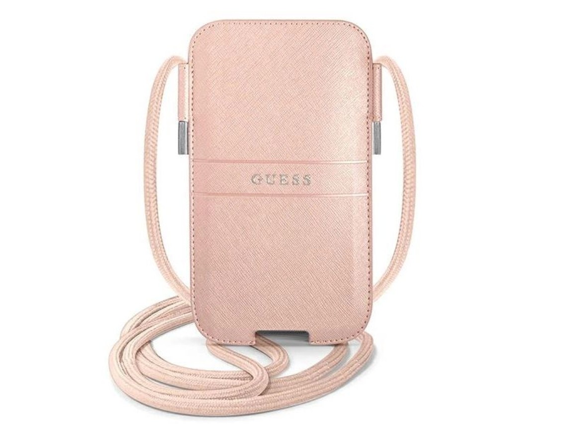 Bolsa Guess Saffiano Strap 6.1'' - Rosa