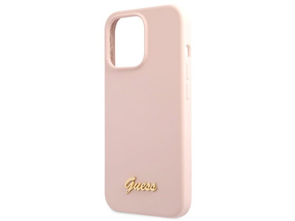 Guess GUHCP13XLSLMGLP iPhone 13 Pro Max 6.7" light pink/light pink hardcase Silicone Script Gold Log