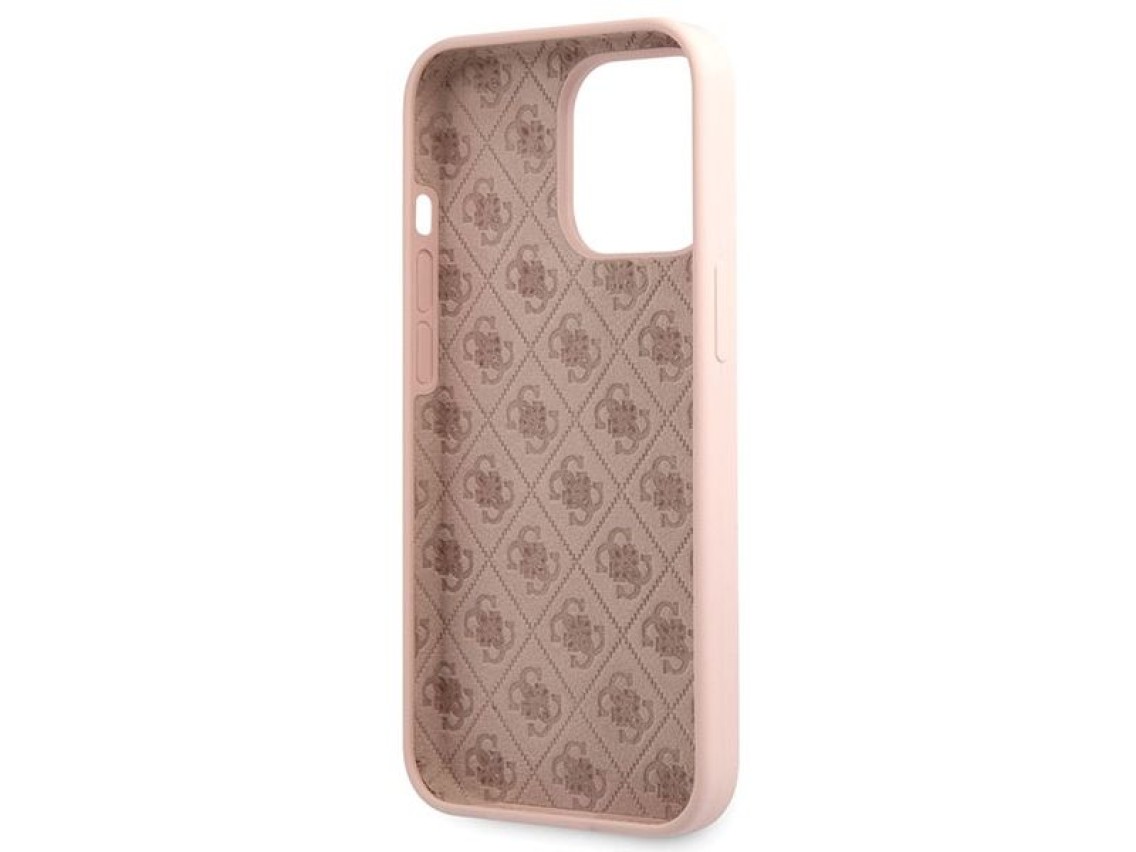 Guess GUHCP13XLSLMGLP iPhone 13 Pro Max 6.7" light pink/light pink hardcase Silicone Script Gold Log