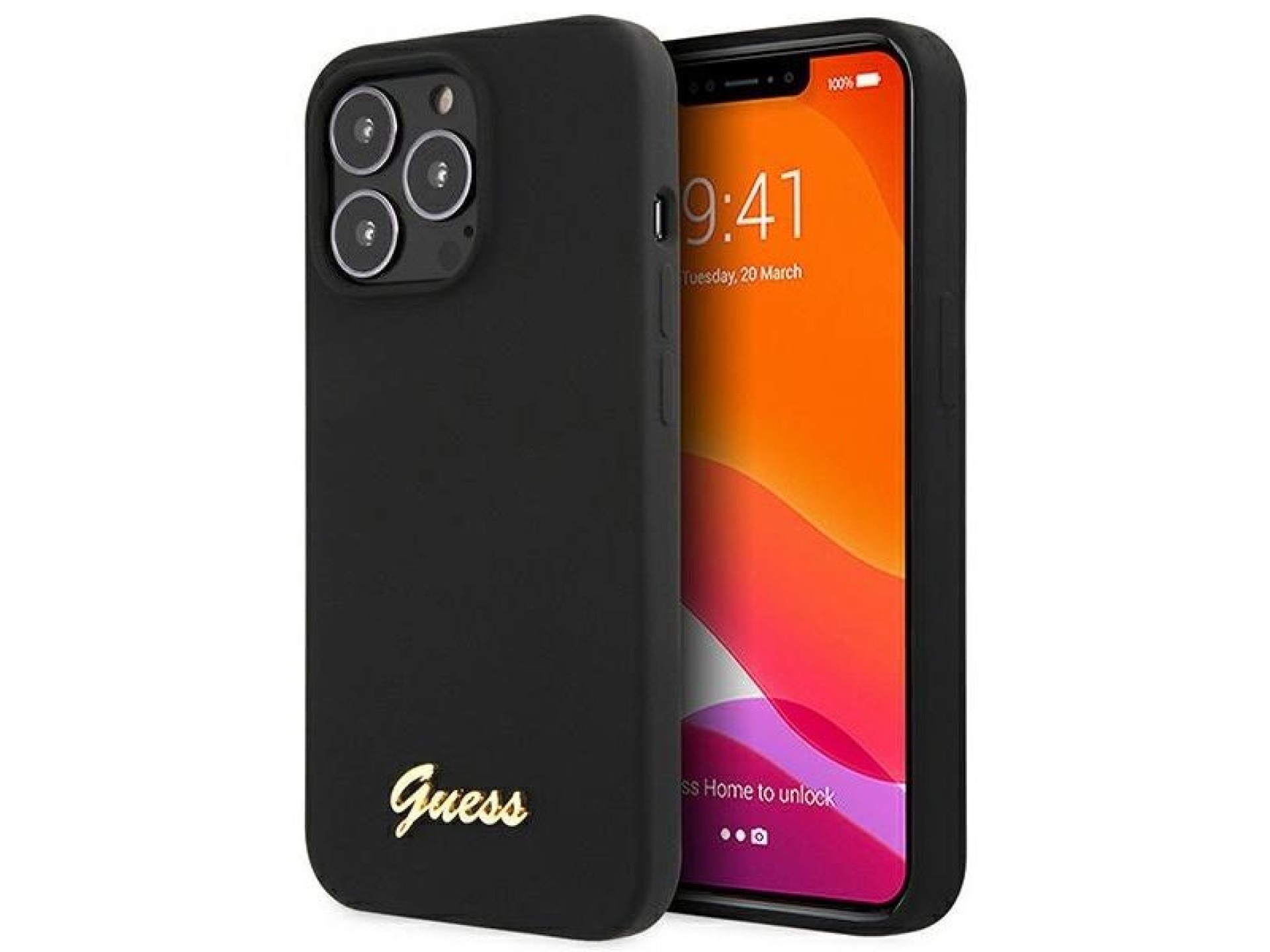 Capa rígida de silicone Guess GUHCP13XLSLMGBK para iPhone 13 Pro Max 6.7