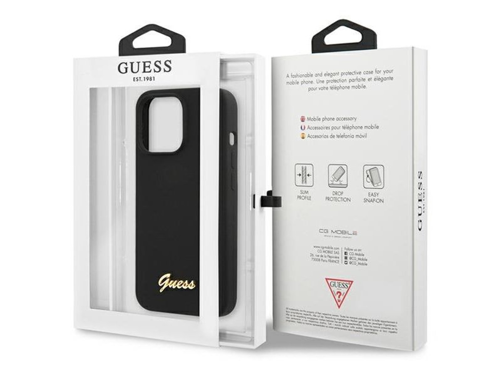 Capa rígida de silicone Guess GUHCP13XLSLMGBK para iPhone 13 Pro Max 6.7
