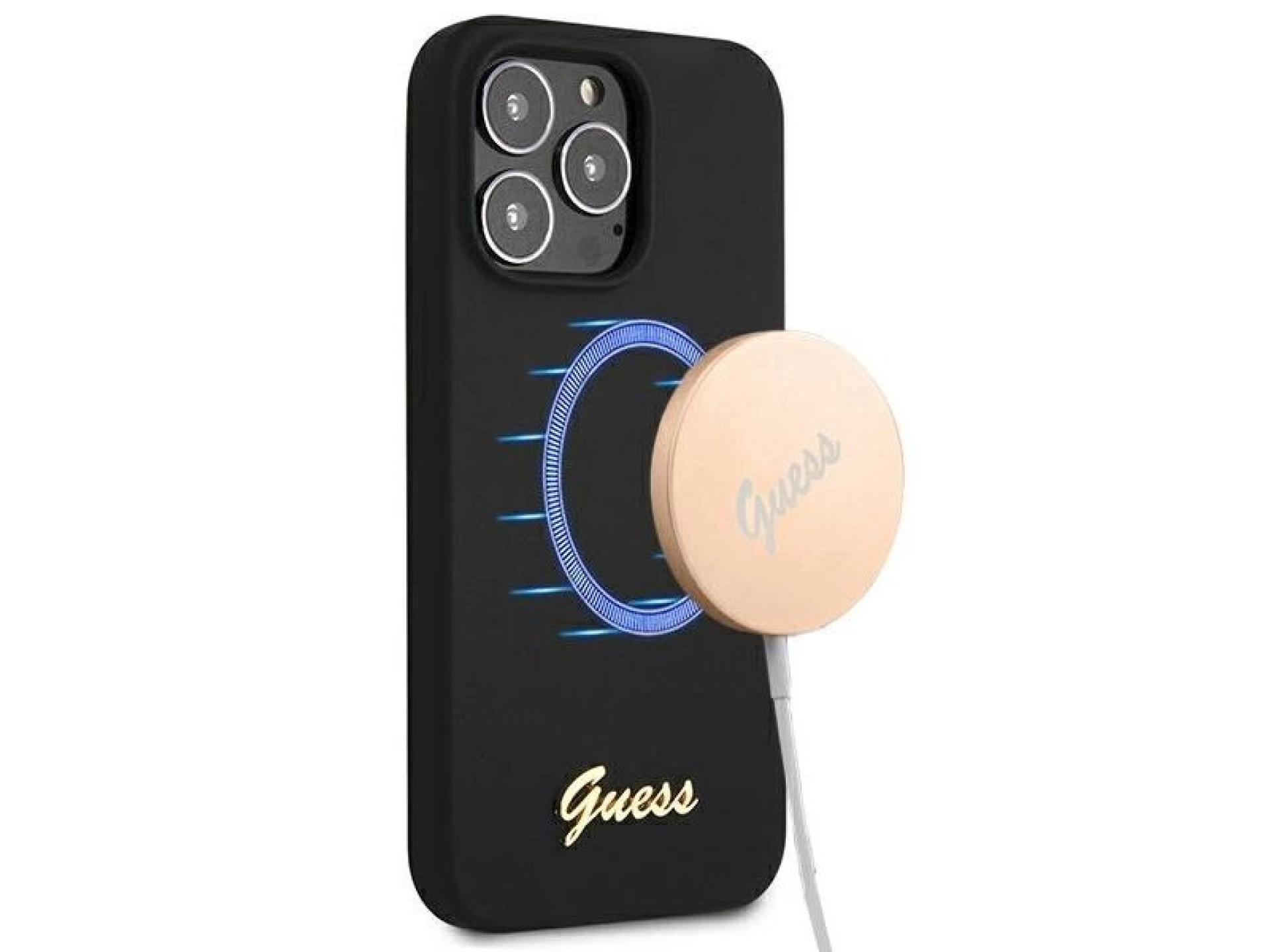 Capa rígida de silicone Guess GUHMP13XLSLMGBK para iPhone 13 Pro Max 6.7