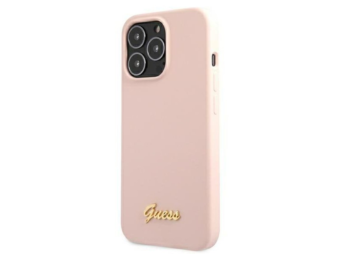 Guess GUHMP13XLSLMGLP iPhone 13 Pro Max 6.7" light pink/light pink hardcase Silicone Script Gold Log