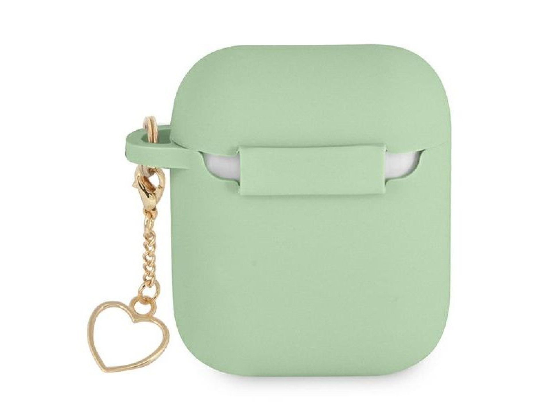 Capa para AirPods Guess GUA2LSCHSN, verde/verde, em silicone, com pingente de coração.