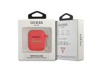 Funda para AirPods Guess GUA2LSCHSR roja/roja de silicona con dije de corazón. Funda para AirPods Guess GUA2LSCHSR roja/roja de silicona con dije de corazón.