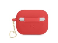 Capa para AirPods Pro Guess GUAPLSCHSR, vermelha/vermelha, em silicone, com pingente de coração. Capa para AirPods Pro Guess GUAPLSCHSR, vermelha/vermelha, em silicone, com pingente de coração.