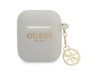 Funda para AirPods Guess GUA2LSC4EG gris/gris de silicona con dije 4G Funda para AirPods Guess GUA2LSC4EG gris/gris de silicona con dije 4G