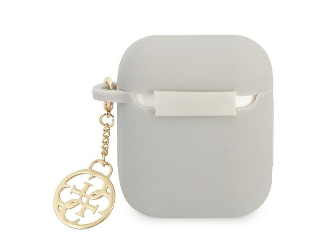 Funda para AirPods Guess GUA2LSC4EG gris/gris de silicona con dije 4G