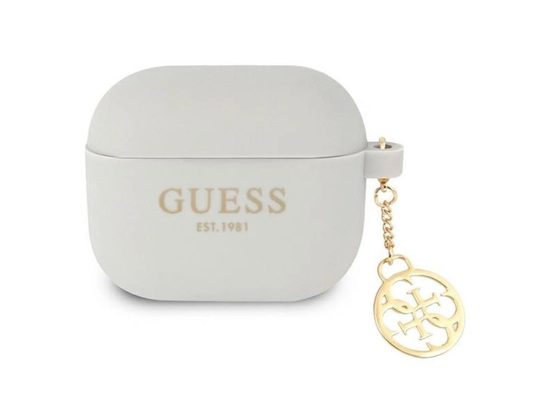 Funda Guess GUA3LSC4EG para AirPods 3, color gris/gris, de silicona, con dije de la colección 4G.
