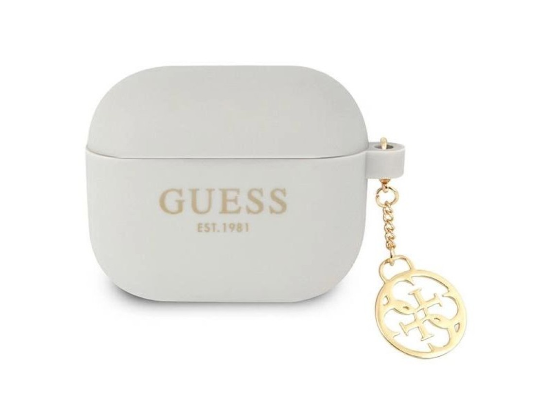 Funda Guess GUA3LSC4EG para AirPods 3, color gris/gris, de silicona, con dije de la colección 4G.