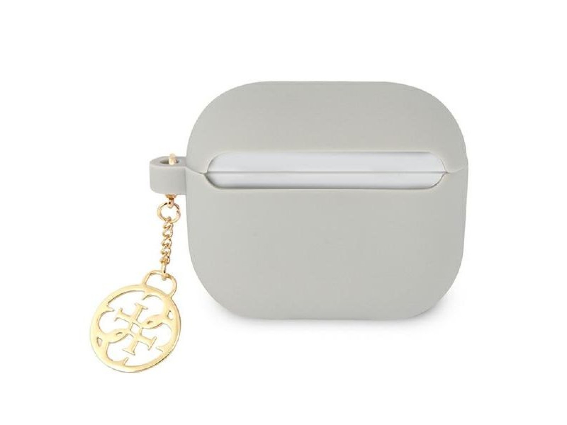 Funda Guess GUA3LSC4EG para AirPods 3, color gris/gris, de silicona, con dije de la colección 4G.