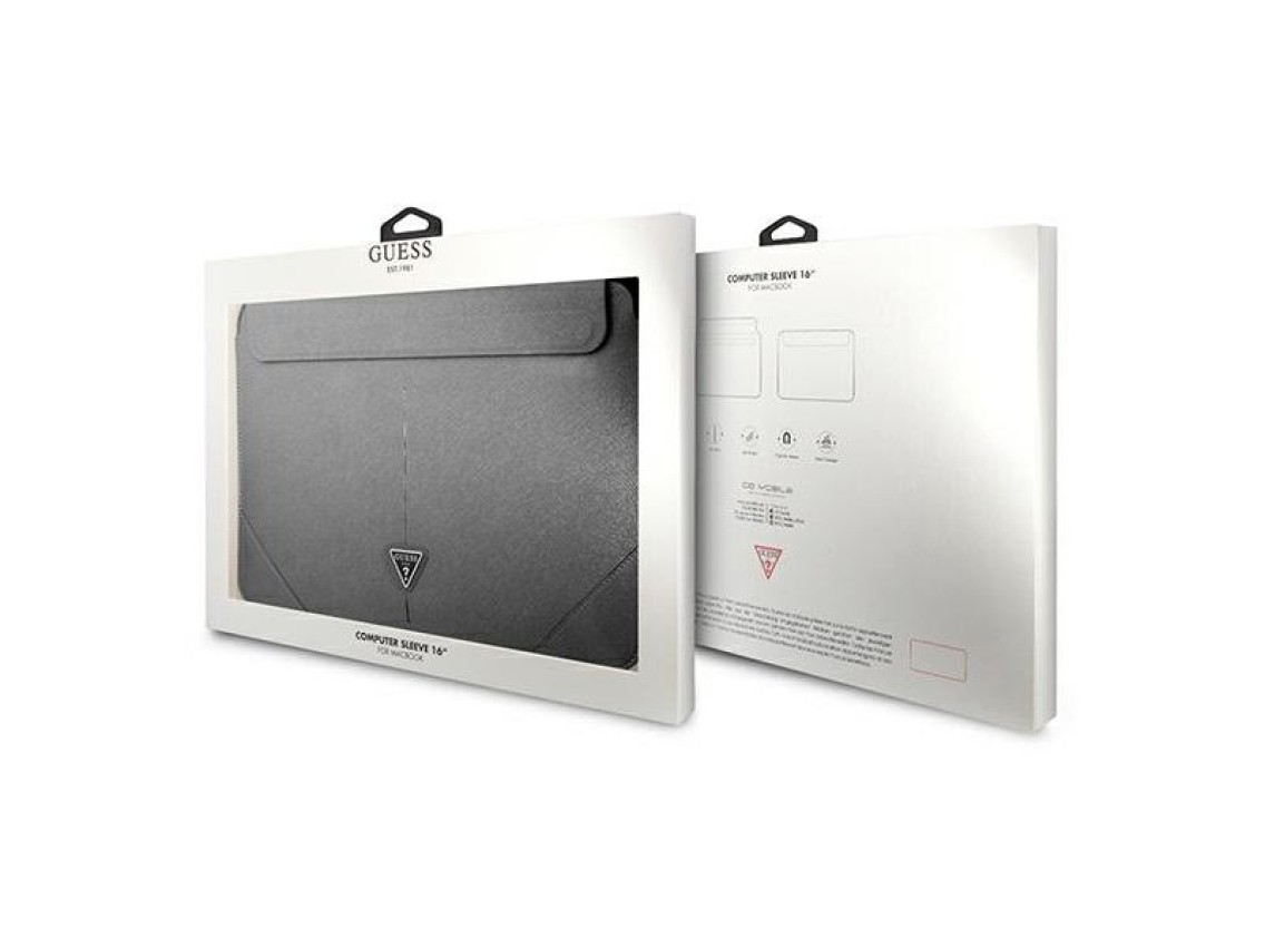 Capa Guess Saffiano Triangle Logo para laptop de 16" - prata