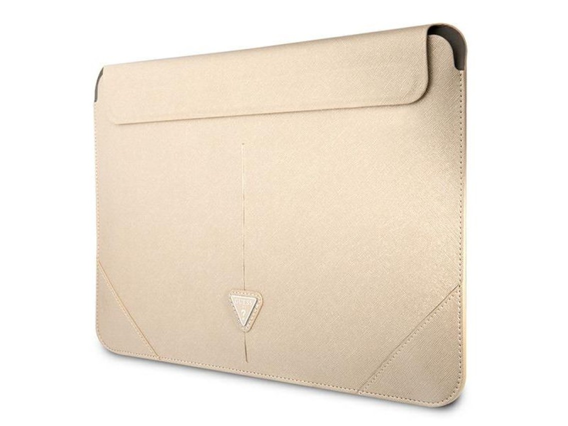 Capa Guess Saffiano Triangle Logo para laptop de 16" - bege