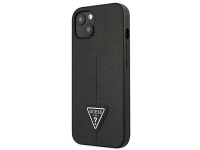 Funda Guess GUHCP13SPSATLK para iPhone 13 mini de 5,4" negra / carcasa r�gida negra con logo Saffian