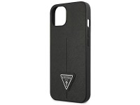 Funda Guess GUHCP13SPSATLK para iPhone 13 mini de 5,4" negra / carcasa r�gida negra con logo Saffian