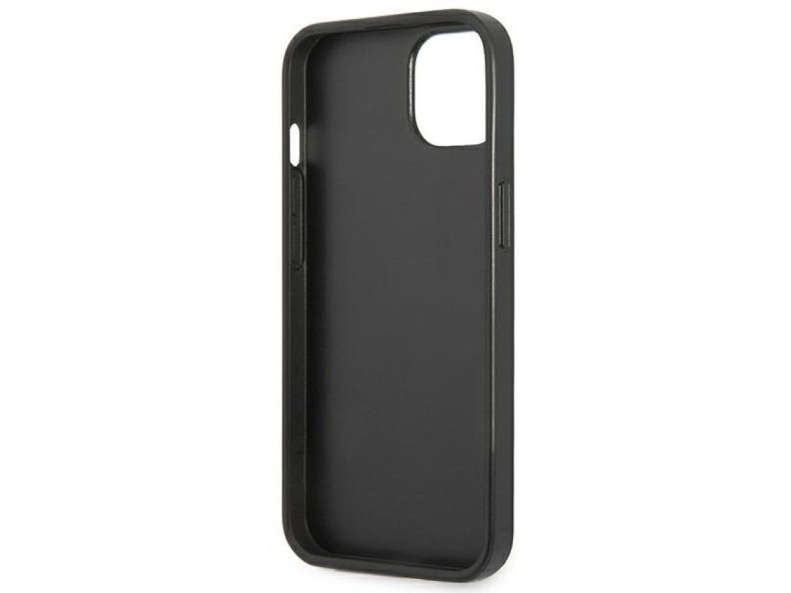 Funda Guess GUHCP13SPSATLK para iPhone 13 mini de 5,4" negra / carcasa r�gida negra con logo Saffian