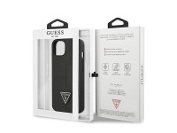 Funda Guess GUHCP13SPSATLK para iPhone 13 mini de 5,4" negra / carcasa r�gida negra con logo Saffian