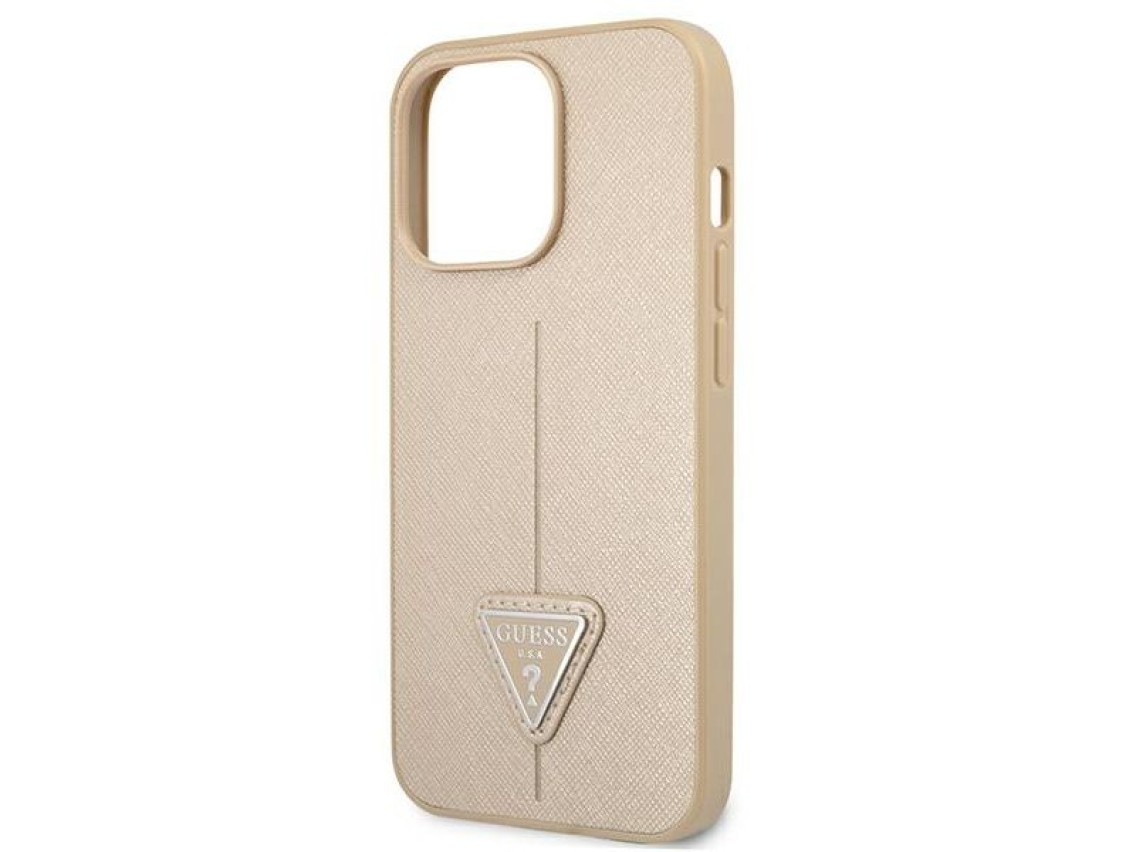 Funda rígida Guess GUHCP13LPSATLE para iPhone 13 Pro / 13 de 6,1" color beige/beige con logo triangu