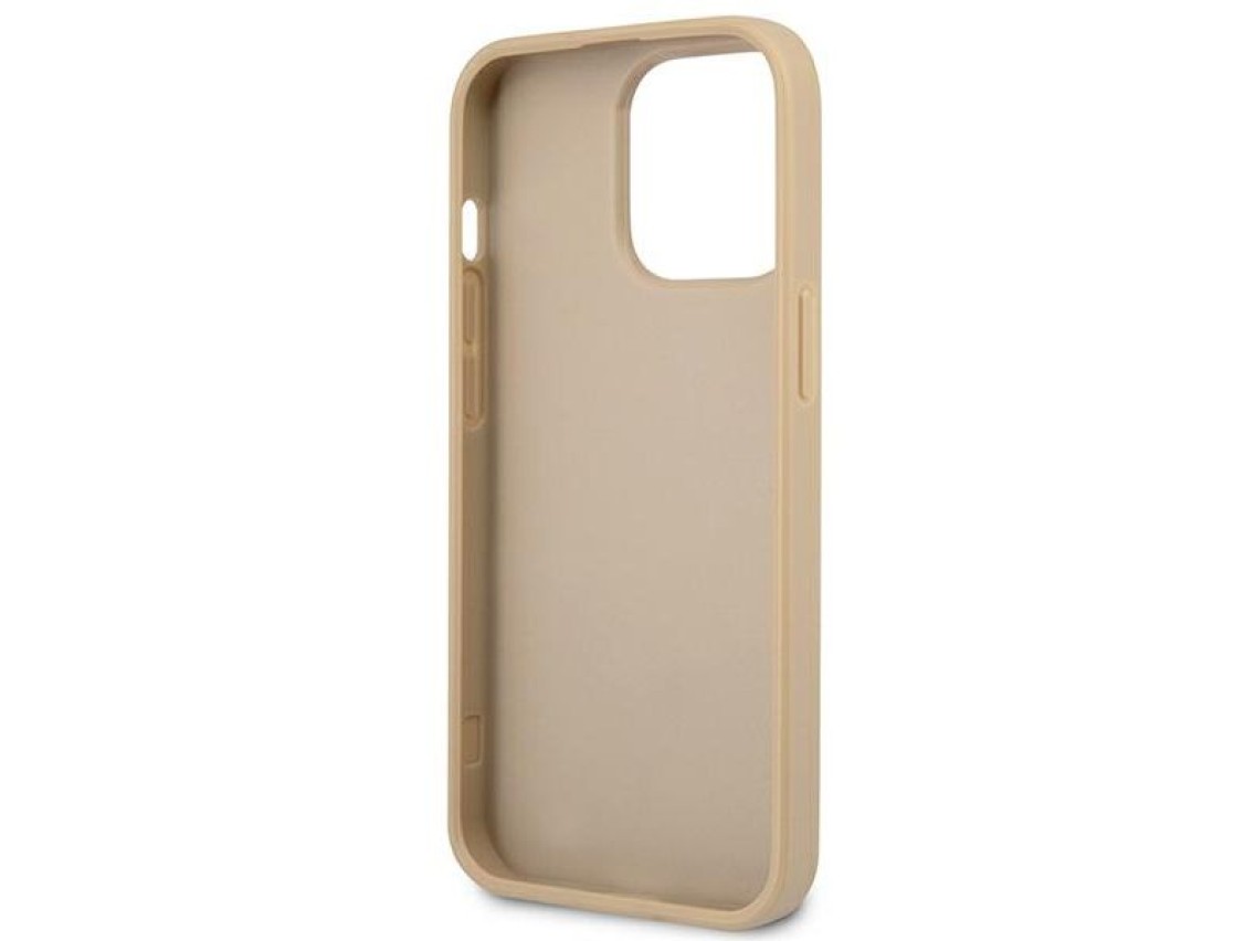 Funda rígida Guess GUHCP13LPSATLE para iPhone 13 Pro / 13 de 6,1" color beige/beige con logo triangu