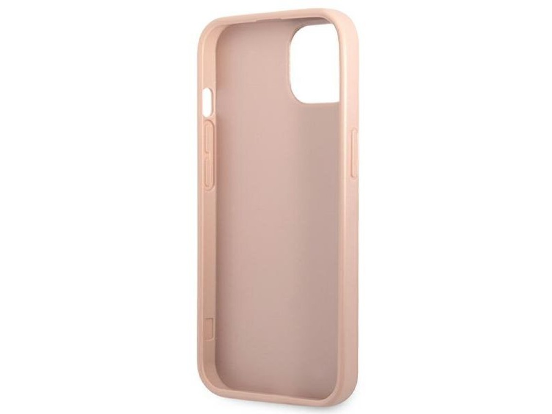 Funda r�gida Guess GUHCP13SPSATLP para iPhone 13 mini de 5,4" rosa/rosa con logo SaffianoTriangle