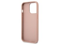 Capa rígida rosa/rosa com logo triangular em couro Saffiano Guess GUHCP13LPSATLP para iPhone 13 Pro Capa rígida rosa/rosa com logo triangular em couro Saffiano Guess GUHCP13LPSATLP para iPhone 13 Pro