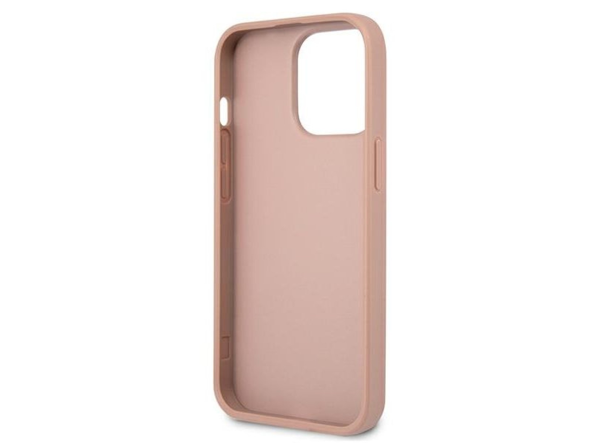 Capa rígida rosa/rosa com logo triangular em couro Saffiano Guess GUHCP13LPSATLP para iPhone 13 Pro