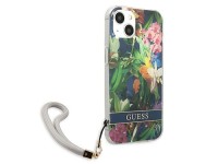 Capa rígida azul/azul Guess GUHCP13SHFLSB para iPhone 13 mini 5.4" com alça de flor Capa rígida azul/azul Guess GUHCP13SHFLSB para iPhone 13 mini 5.4" com alça de flor