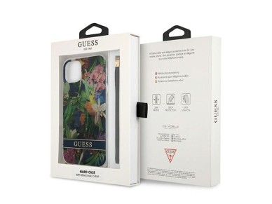 Capa rígida azul/azul Guess GUHCP13SHFLSB para iPhone 13 mini 5.4" com alça de flor Capa rígida azul/azul Guess GUHCP13SHFLSB para iPhone 13 mini 5.4" com alça de flor