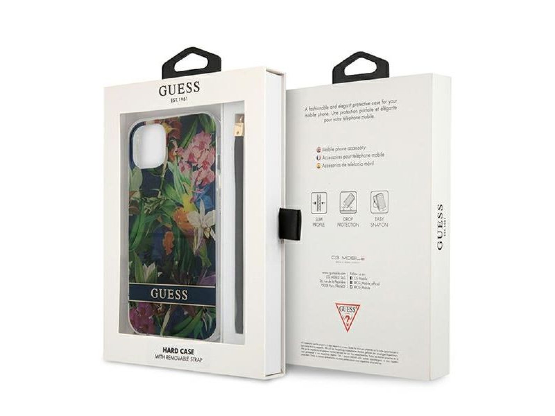 Capa rígida azul/azul Guess GUHCP13SHFLSB para iPhone 13 mini 5.4