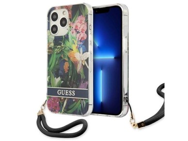 Guess GUHCP13LHFLSB iPhone 13 Pro / 13 6.1" blue/blue hardcase Flower Strap