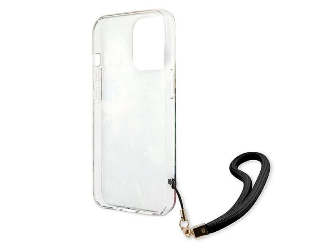 Capa rígida azul/azul com estampa de flores Guess GUHCP13LHFLSB para iPhone 13 Pro / 13 de 6,1".