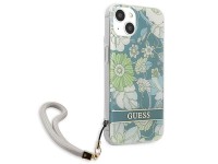 Capa rígida verde/verde Guess GUHCP13SHFLSN para iPhone 13 mini 5.4" com alça floral. Capa rígida verde/verde Guess GUHCP13SHFLSN para iPhone 13 mini 5.4" com alça floral.