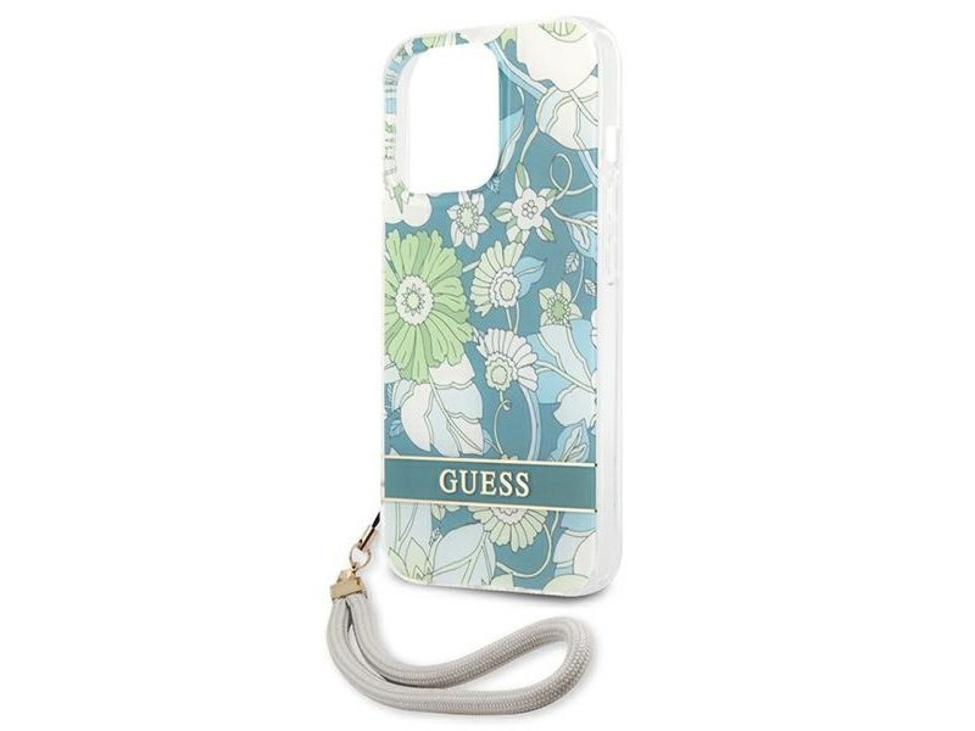 Capa rígida verde/verde com estampa de flores Guess GUHCP13LHFLSN para iPhone 13 Pro / 13 de 6,1