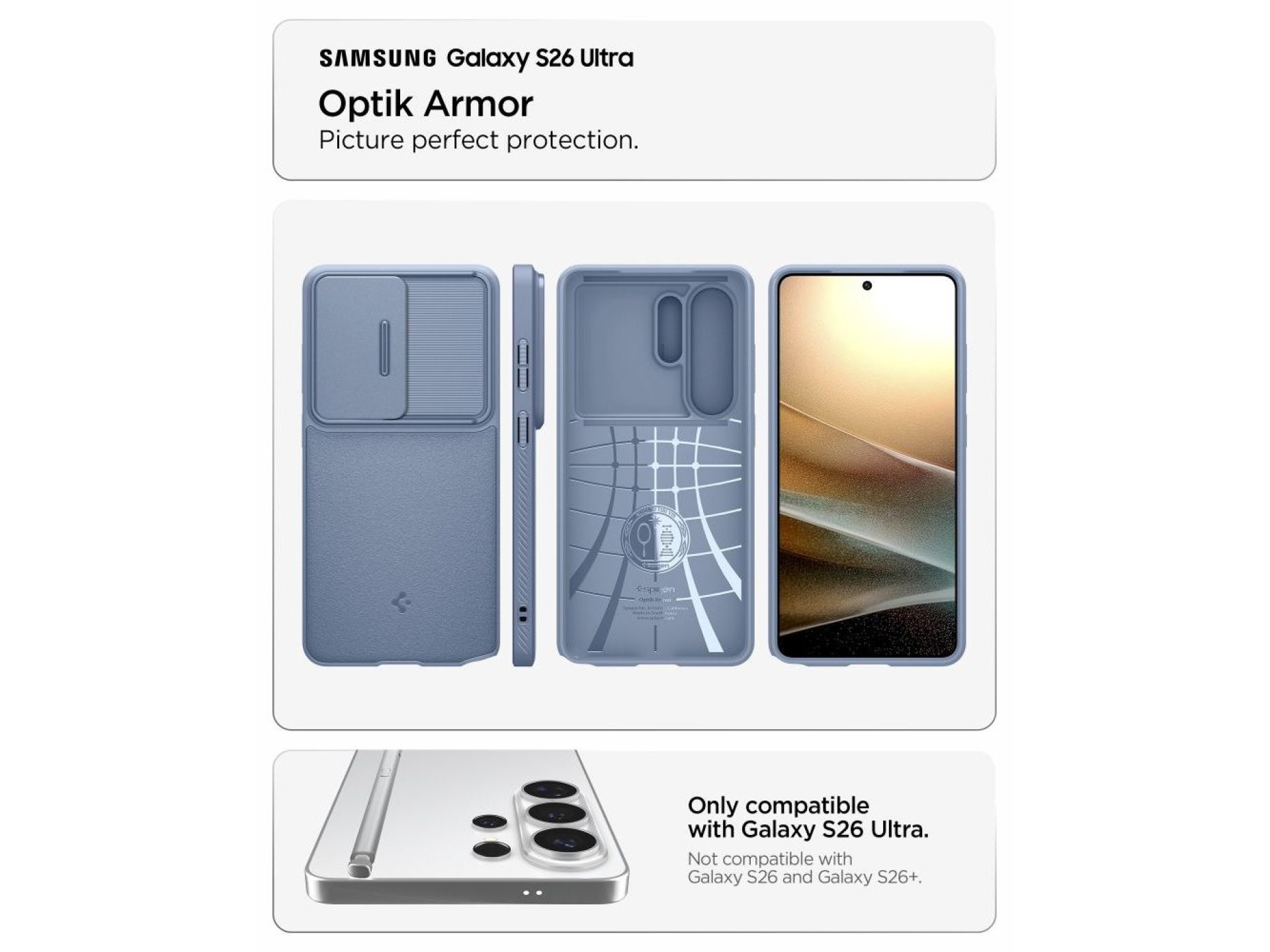 Spigen Optik Armor Case for Samsung Galaxy S26 Ultra - Blue