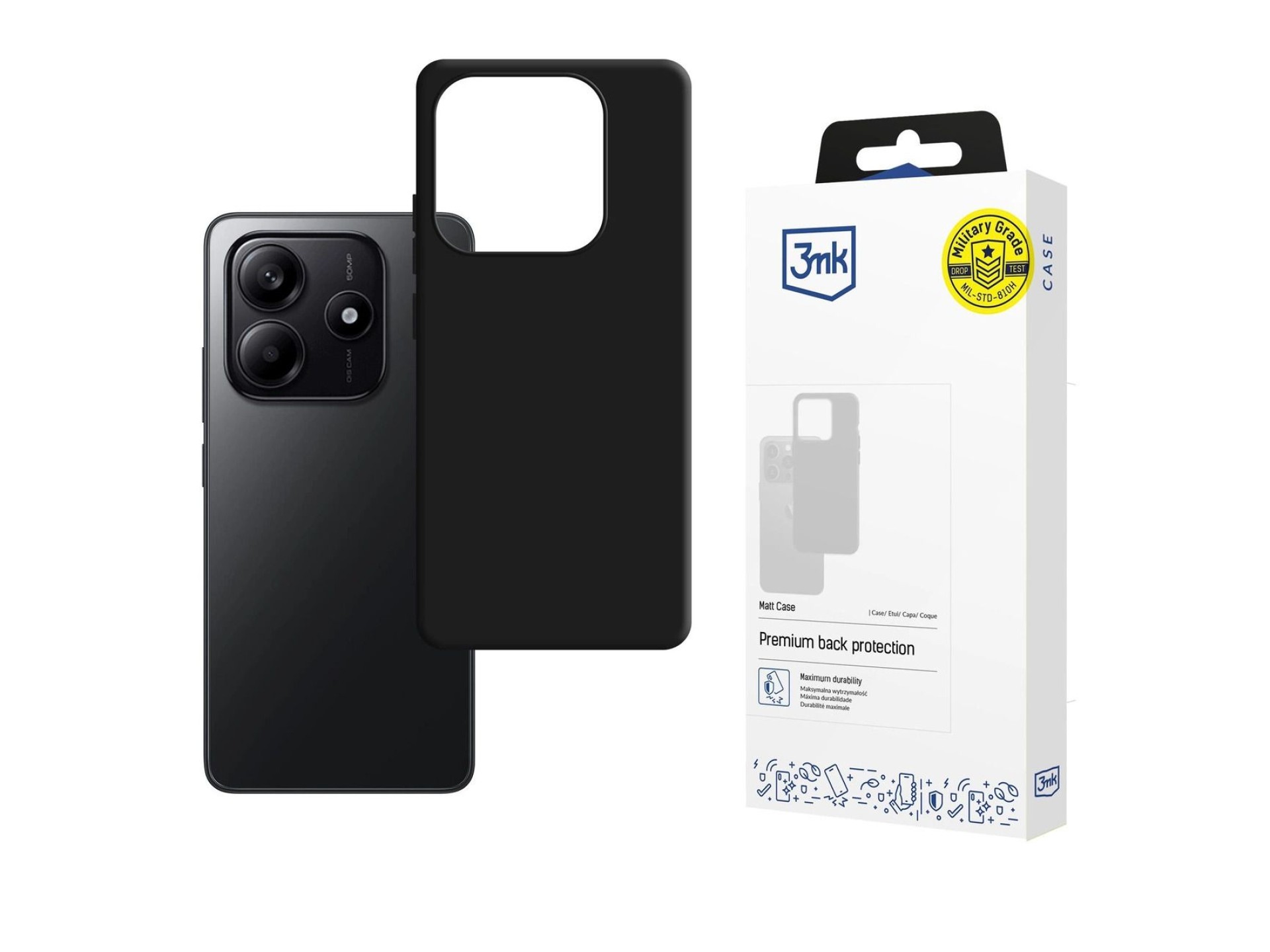 Capa fosca 3mk para Xiaomi Redmi Note 14 4G - preto fosco