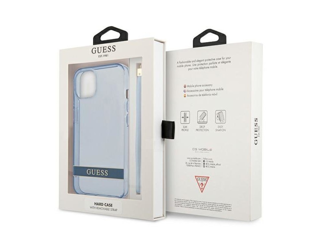 Capa Guess GUHCP13MHTSGSB para iPhone 13 6.1 "azul / capa r�gida azul com al�a transl�cida