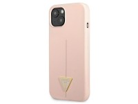 Capa rígida de silicone triangular rosa/rosa Guess GUHCP13SSLTGP para iPhone 13 mini 5.4" Capa rígida de silicone triangular rosa/rosa Guess GUHCP13SSLTGP para iPhone 13 mini 5.4"