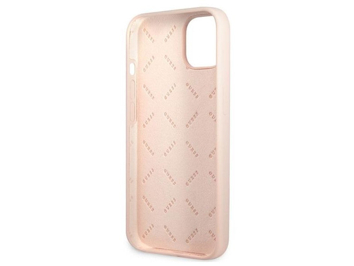 Capa rígida de silicone triangular rosa/rosa Guess GUHCP13SSLTGP para iPhone 13 mini 5.4"