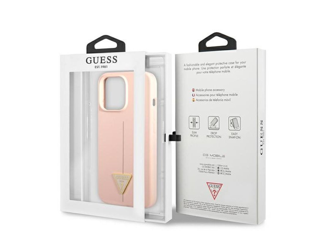 Guess GUHCP13XSLTGP iPhone 13 Pro Max 6.7" pink/pink hardcase Silicone Triangle