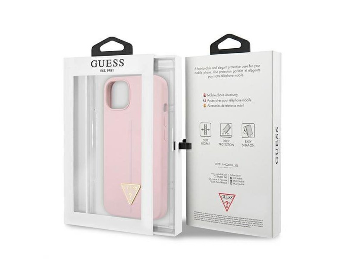 Capa rígida de silicone triangular roxa/roxa Guess GUHCP13SSLTGU para iPhone 13 mini 5.4"