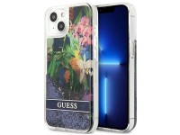 Guess GUHCP13SLFLSB iPhone 13 mini 5.4" blue/blue hardcase Flower Liquid Glitter Guess GUHCP13SLFLSB iPhone 13 mini 5.4" blue/blue hardcase Flower Liquid Glitter