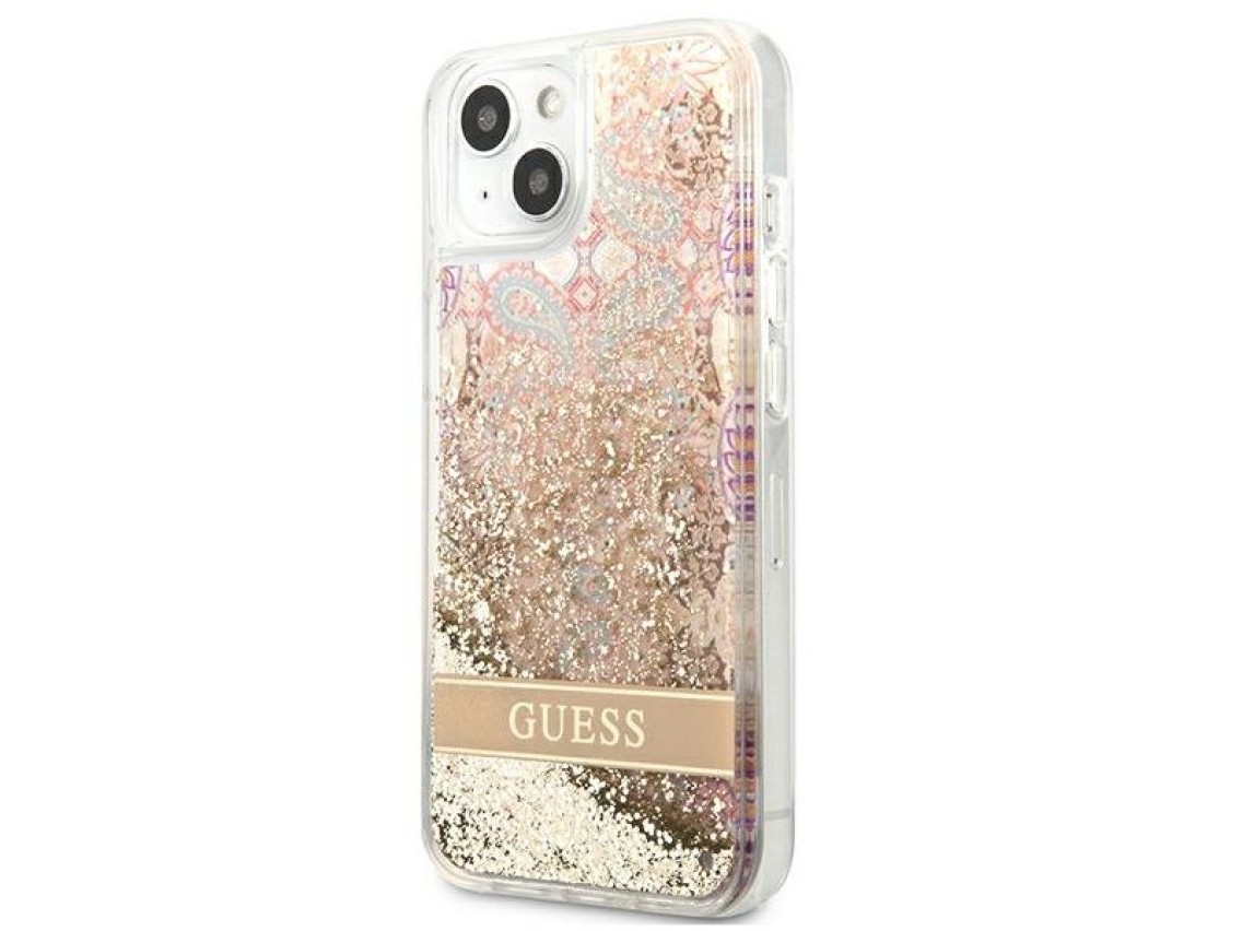 Guess GUHCP13SLFLSD iPhone 13 mini 5.4" gold/gold hardcase Paisley Liquid Glitter