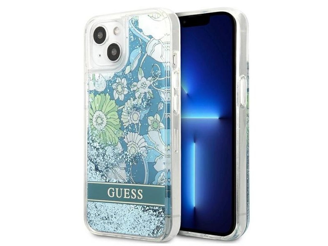 Funda rígida Guess GUHCP13SLFLSN para iPhone 13 mini de 5,4" verde/verde con diseño de flores y purp