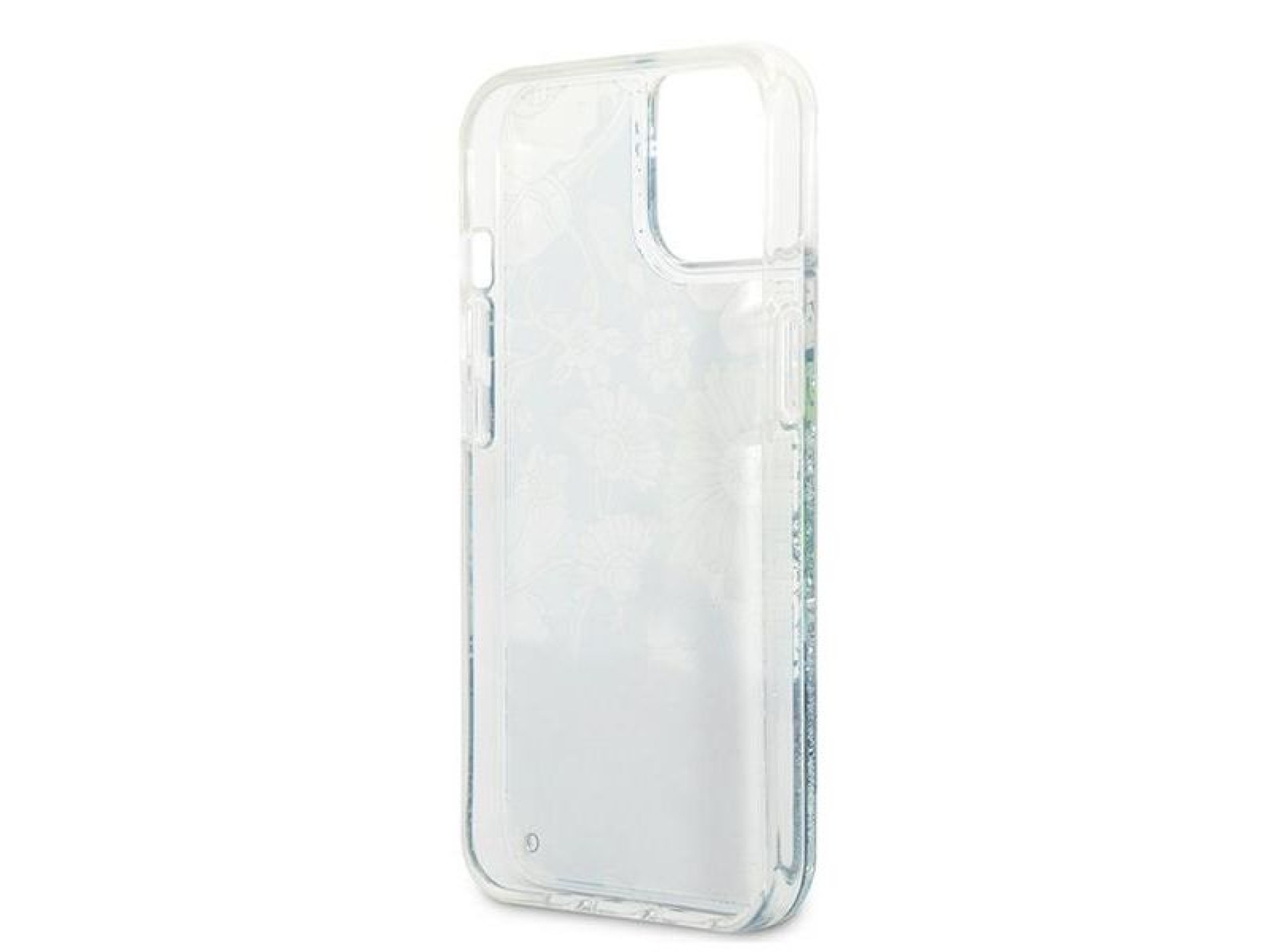 Capa rígida verde/verde Guess GUHCP13MLFLSN para iPhone 13 de 6,1 polegadas com glitter líquido flor