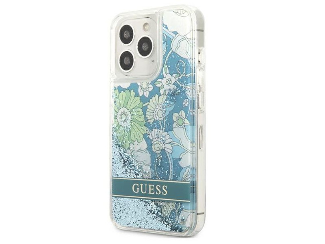 Guess GUHCP13XLFLSN iPhone 13 Pro Max 6.7" green/green hardcase Flower Liquid Glitter