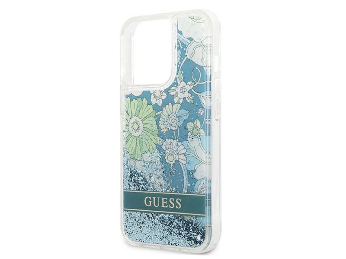 Guess GUHCP13XLFLSN iPhone 13 Pro Max 6.7" green/green hardcase Flower Liquid Glitter