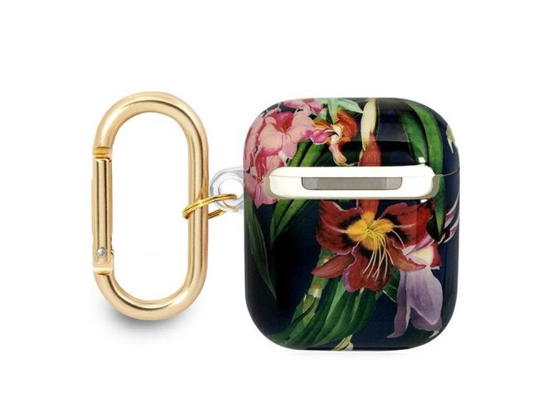 Capa para AirPods Guess GUA2HHFLB azul/azul com alça floral