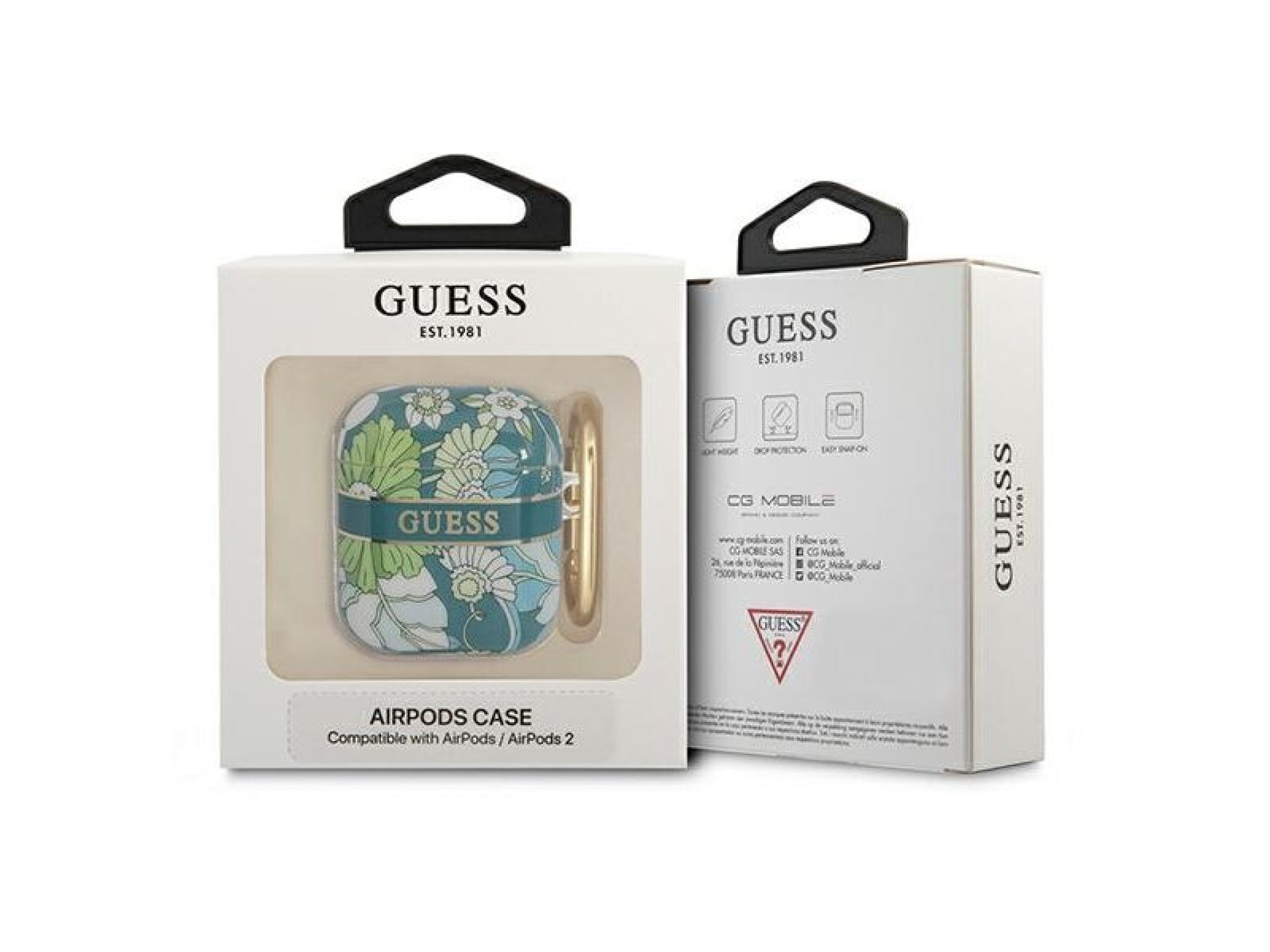 Guess GUA2HHFLN AirPods cover green/green Flower Strap Collection