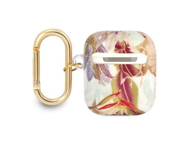 Funda para AirPods Guess GUA2HHFLU color morado/morado con correa de flores Funda para AirPods Guess GUA2HHFLU color morado/morado con correa de flores